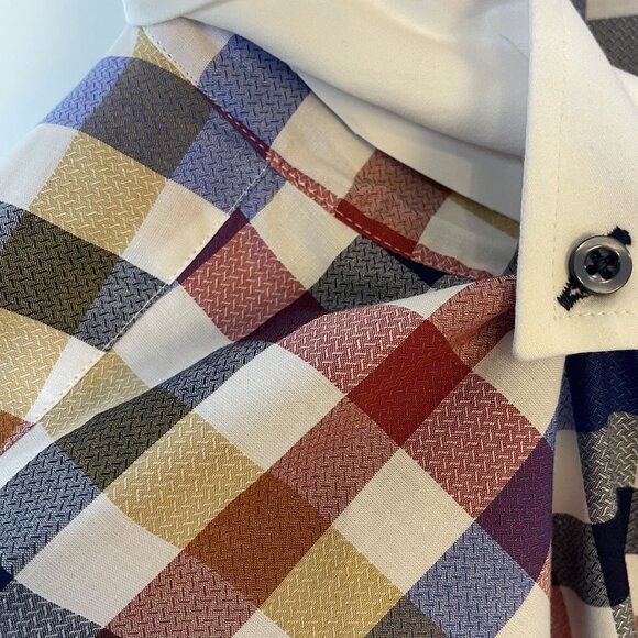 MorCouture Mens Multicolor Plaid Button Up Dress Shirt Size XL XXXL 4XL - Picture 6 of 12